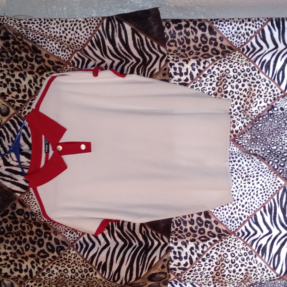 Ladies white size medium polo style shirt by Shein